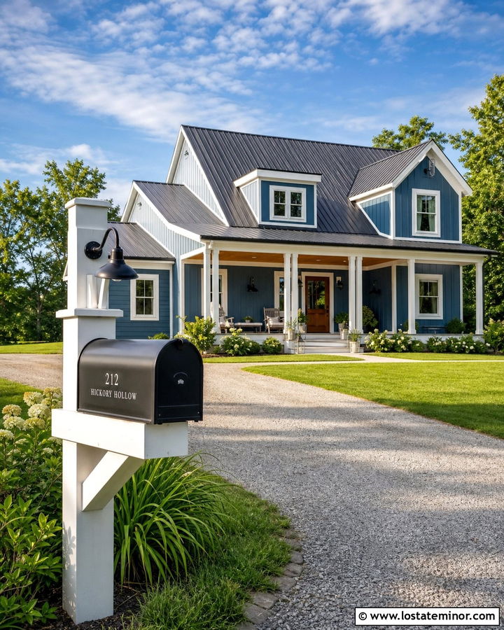 Denim Blue House With Farmhouse Mailbox - 30 Denim Blue House Design With Mailbox Ideas