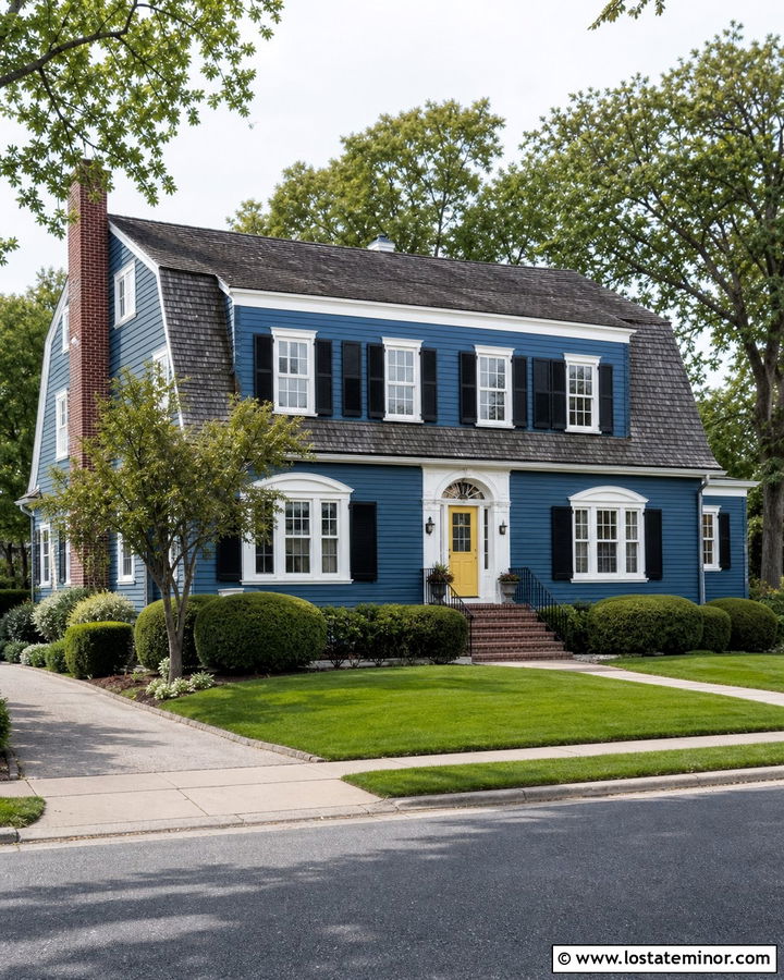 Denim Blue House With Gambrel Roof - 30 Denim Blue House Design With Roof Ideas