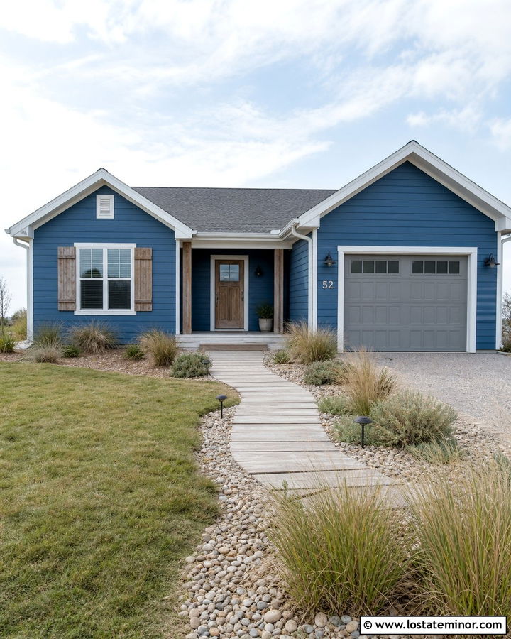 Denim Blue House With Gray House Numbers - 30 Denim Blue House Design With House Numbers Ideas