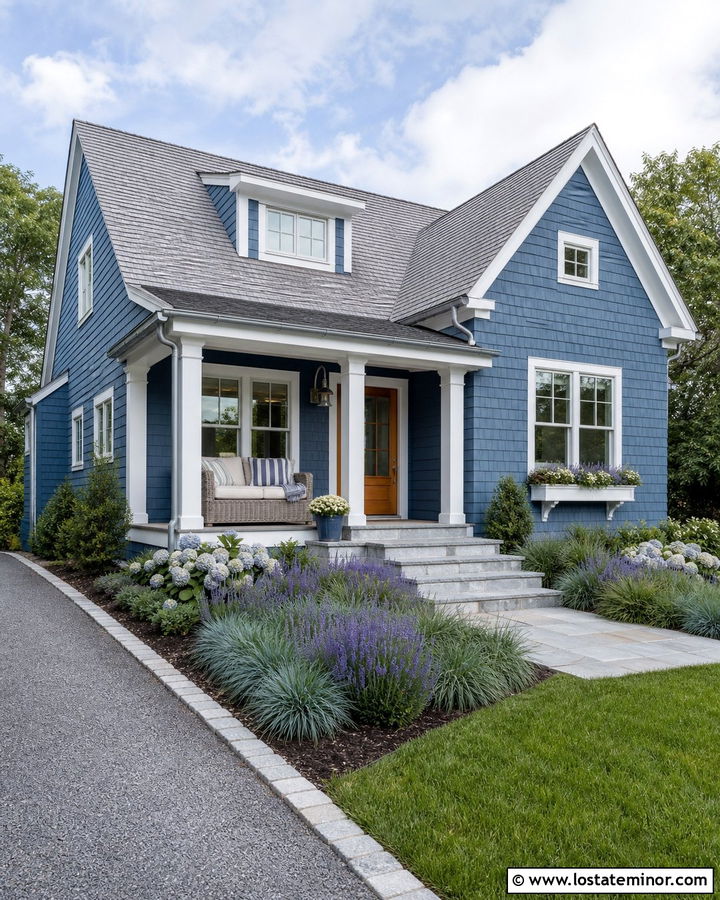Denim Blue House With Gray Roof Daybed - 30 Denim Blue House Design With Daybed Ideas