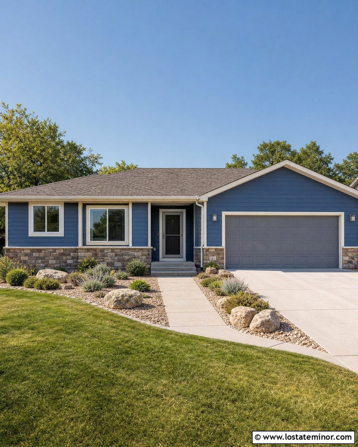 Denim Blue House With Gray Storm Door - 30 Denim Blue House Design With Storm Door Ideas