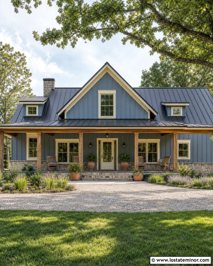 Denim Blue House With Green Front Door And Storm Door - 30 Denim Blue House Design With Storm Door Ideas