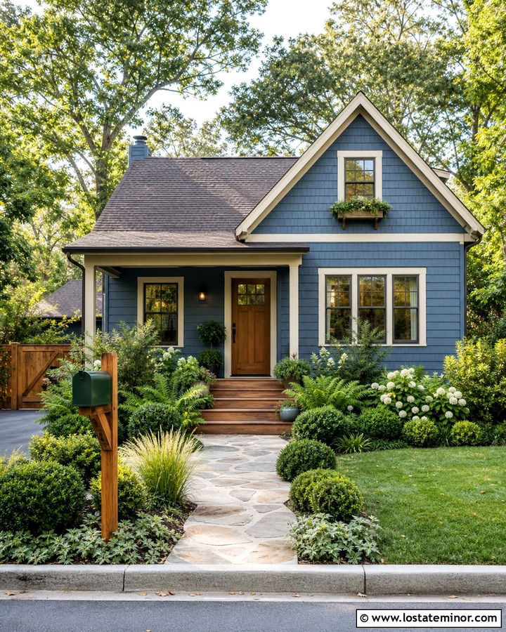 Denim Blue House With Green Mailbox - 30 Denim Blue House Design With Mailbox Ideas