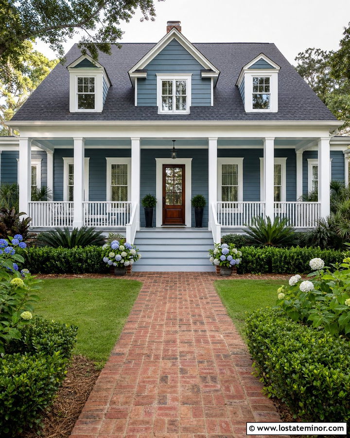 Denim Blue House With Haint Blue Porch Ceiling - 30 Denim Blue House Design With Porch Ceiling Ideas