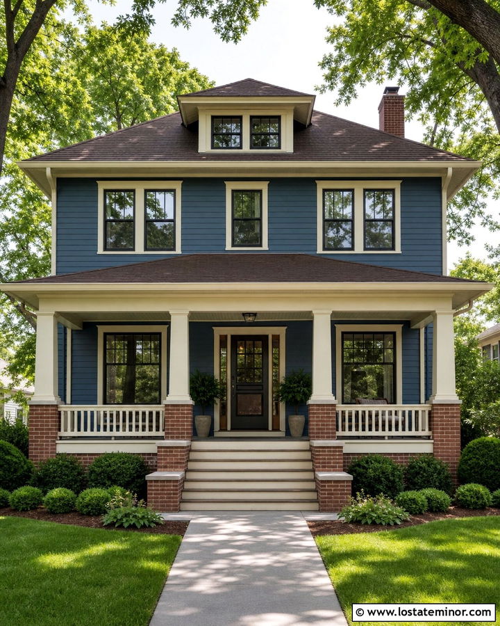 Denim Blue House With Half Glass Storm Door - 30 Denim Blue House Design With Storm Door Ideas