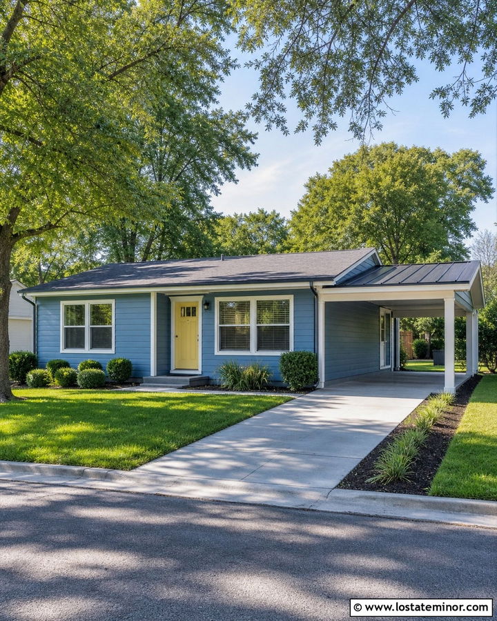 Denim Blue House With Lean To Carport - 30 Denim Blue House Design With Carport Ideas