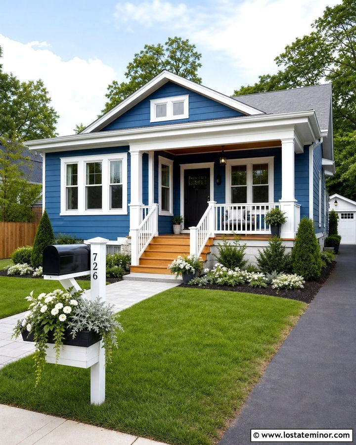 Denim Blue House With Mailbox Planter - 30 Denim Blue House Design With Mailbox Ideas