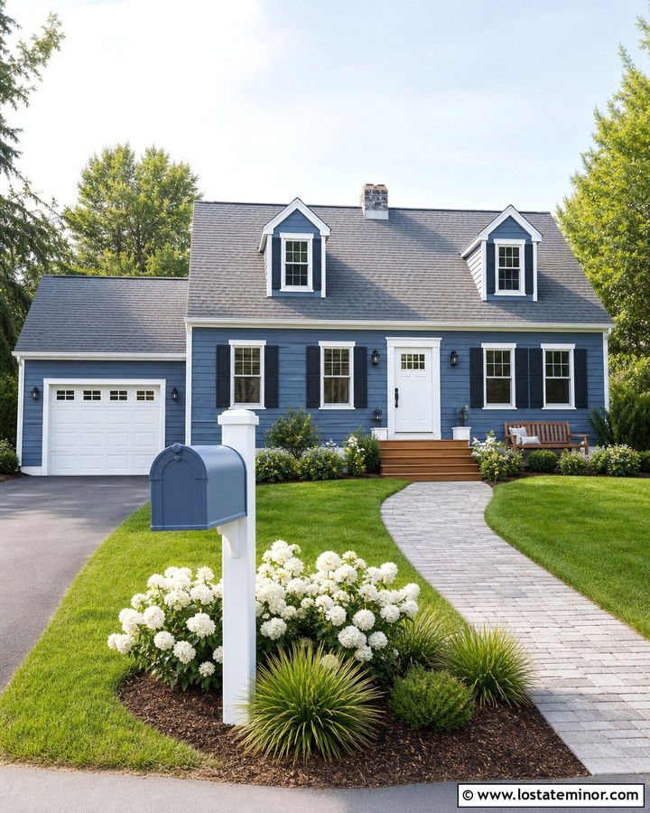Denim Blue House With Matching Blue Mailbox - 30 Denim Blue House Design With Mailbox Ideas