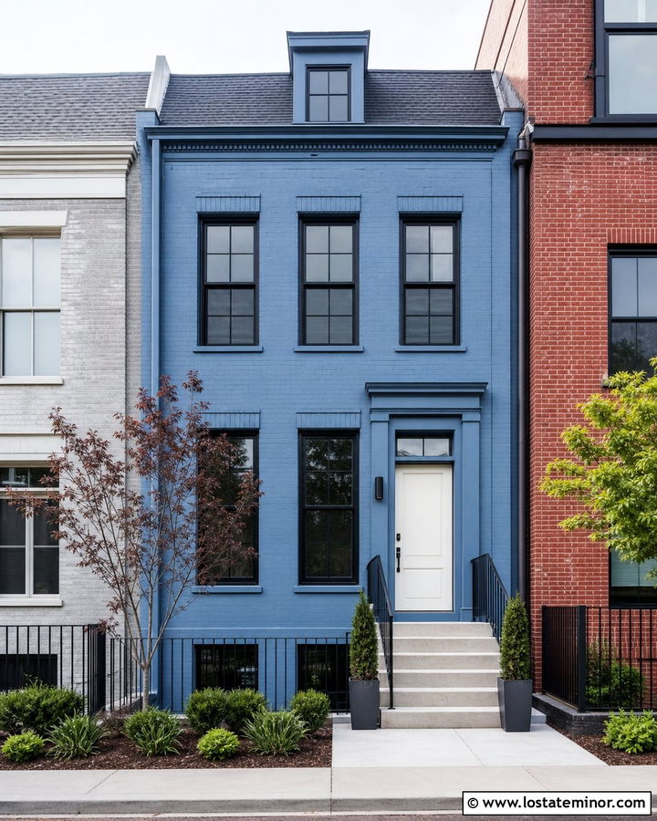 Denim Blue House With Matching Blue Storm Door - 30 Denim Blue House Design With Storm Door Ideas