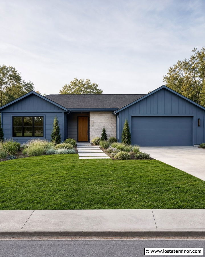 Denim Blue House With Matching Blue Trim - 30 Denim Blue House Design With Trim Ideas