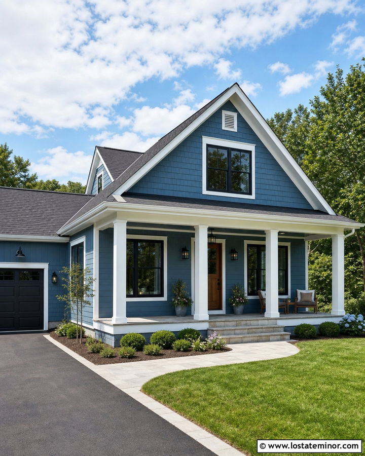 Denim Blue House With Matching Porch Ceiling - 30 Denim Blue House Design With Porch Ceiling Ideas