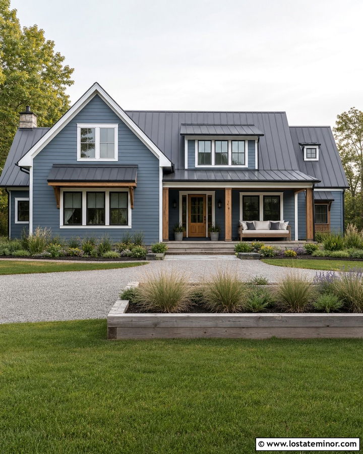 Denim Blue House With Metal Roof Daybed - 30 Denim Blue House Design With Daybed Ideas
