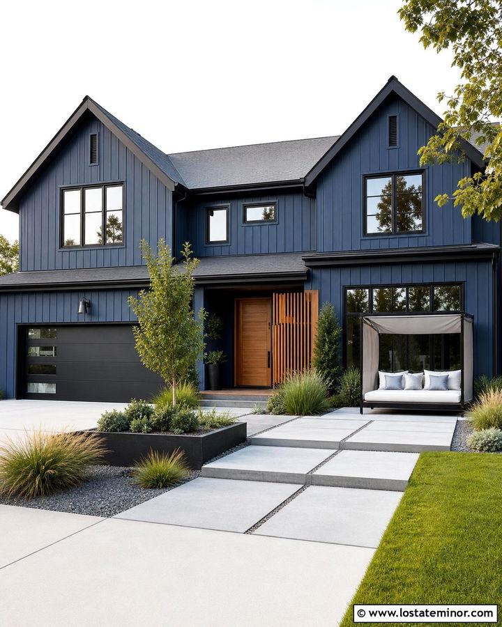 Denim Blue House With Modern Canopy Daybed - 30 Denim Blue House Design With Daybed Ideas