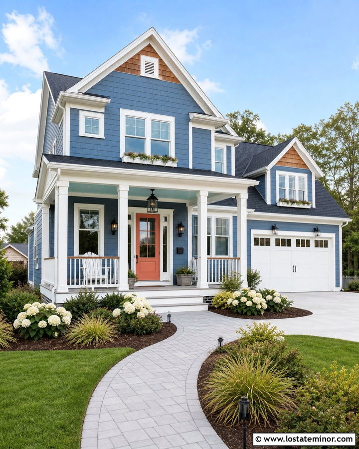 Denim Blue House With Pale Aqua Porch Ceiling - 30 Denim Blue House Design With Porch Ceiling Ideas