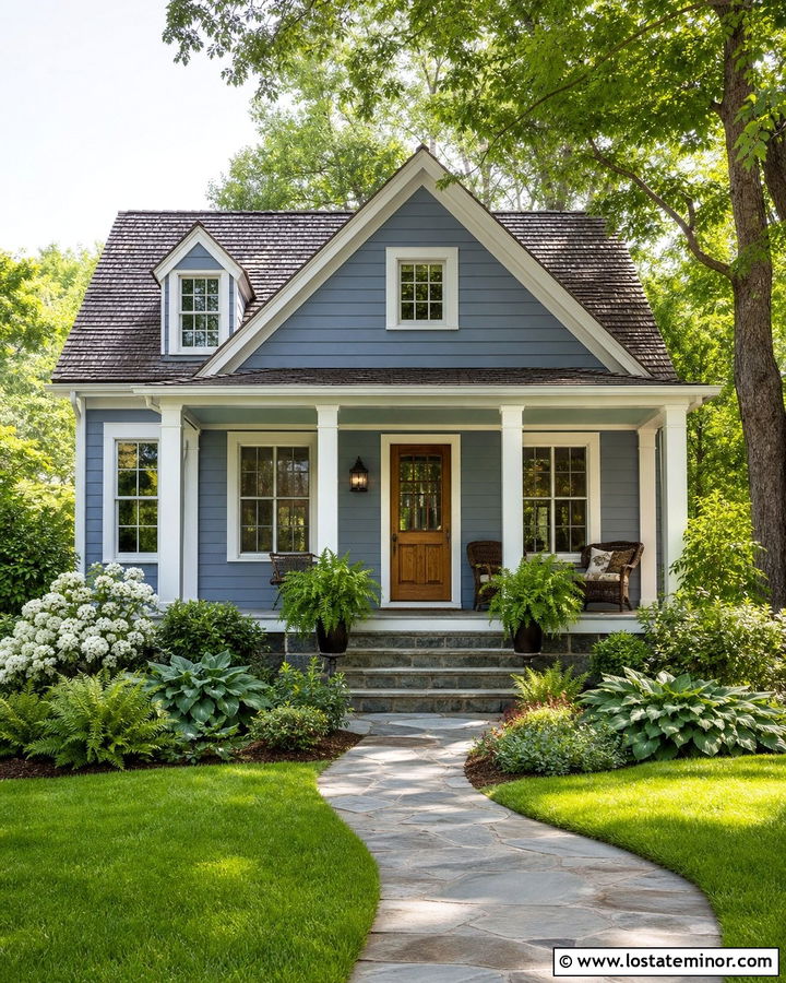 Denim Blue House With Pale Green Porch Ceiling - 30 Denim Blue House Design With Porch Ceiling Ideas
