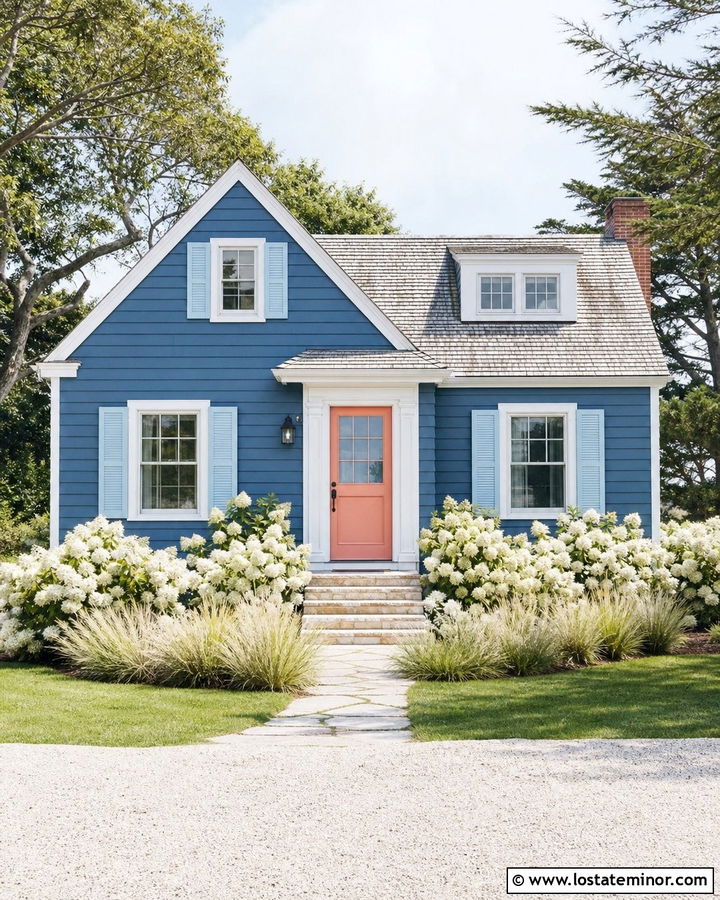 Denim Blue House With Powder Blue Shutters - 30 Denim Blue House Design With Shutters Ideas