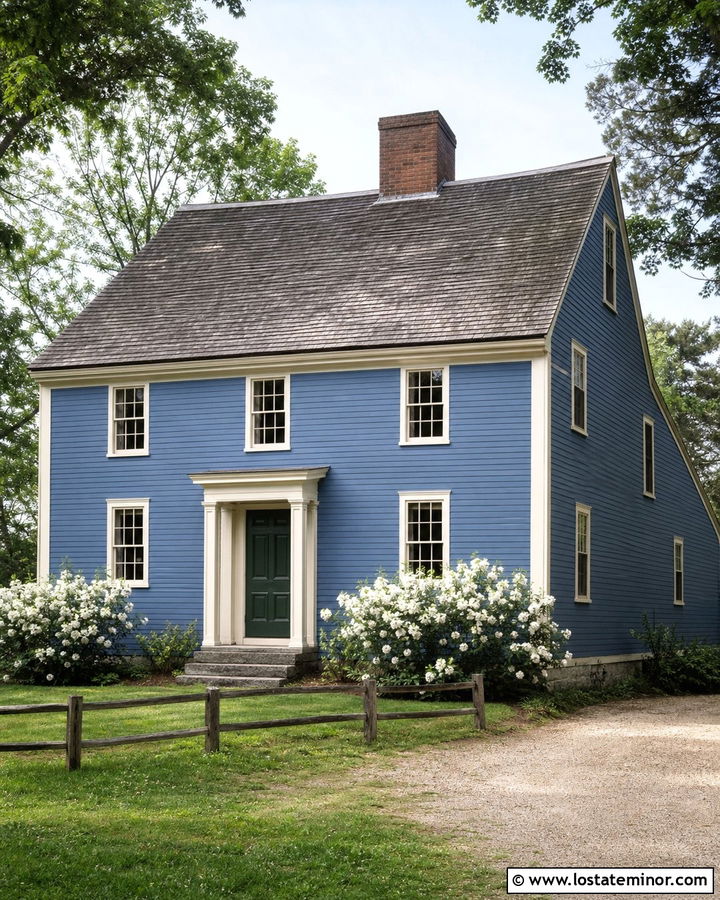 Denim Blue House With Saltbox Roof - 30 Denim Blue House Design With Roof Ideas