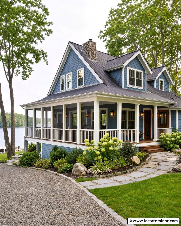Denim Blue House With Screened Porch Ceiling - 30 Denim Blue House Design With Porch Ceiling Ideas