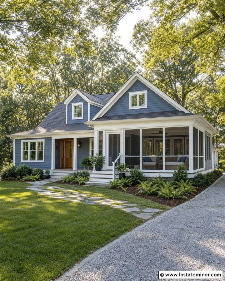 Denim Blue House With Screened Porch Daybed - 30 Denim Blue House Design With Daybed Ideas