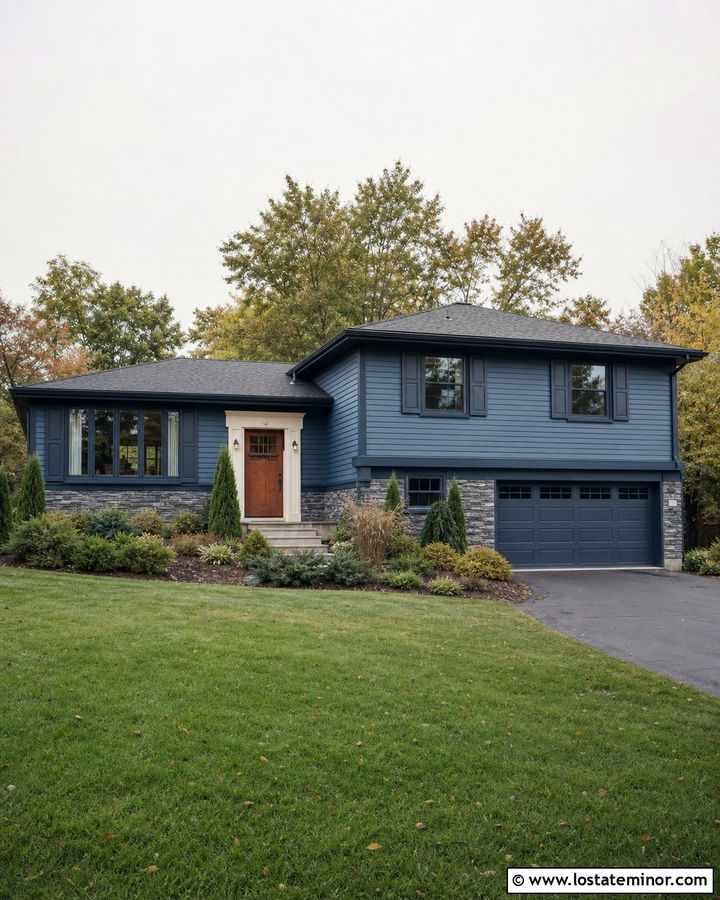 Denim Blue House With Slate Blue Trim - 30 Denim Blue House Design With Trim Ideas