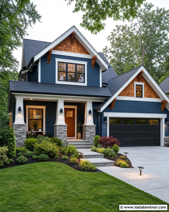 Denim Blue House With Smart Color Temperature Lighting - 30 Denim Blue House Design With Lighting Ideas