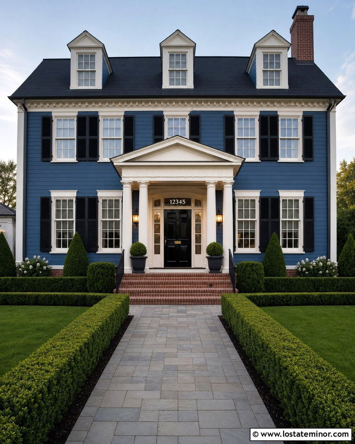 Denim Blue House With Transom House Numbers - 30 Denim Blue House Design With House Numbers Ideas