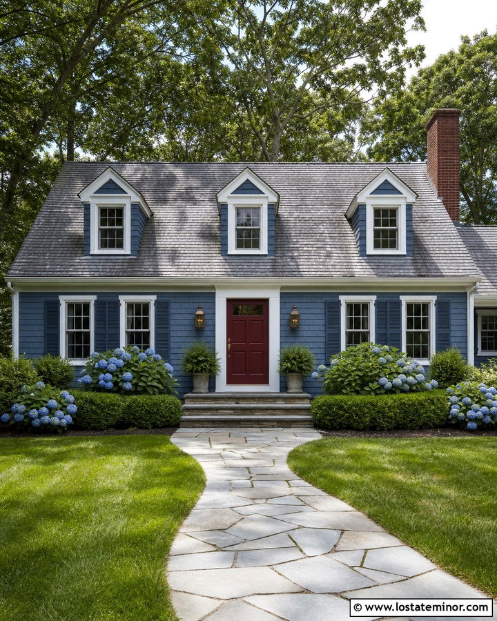 Denim Blue House With Weathered Gray Roof - 30 Denim Blue House Design With Roof Ideas