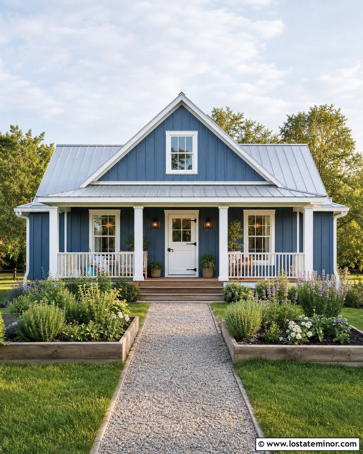 Denim Blue House With White Dutch Door - 30 Denim Blue House Design With Entry Door Ideas