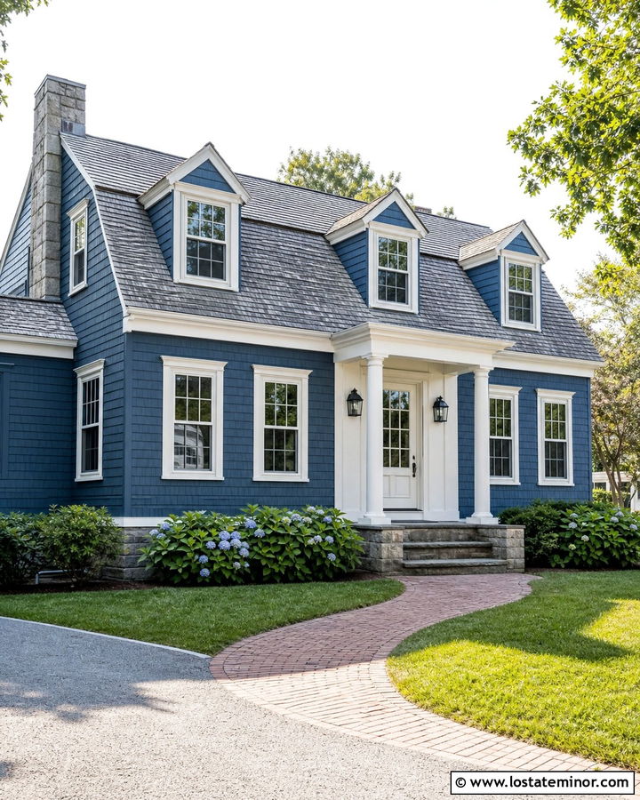 Denim Blue House With White Front Door - 30 Denim Blue House Design With Front Door Ideas