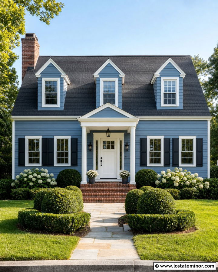 Denim Blue House With White Front Door - 30 Denim Blue House Design With Entry Door Ideas