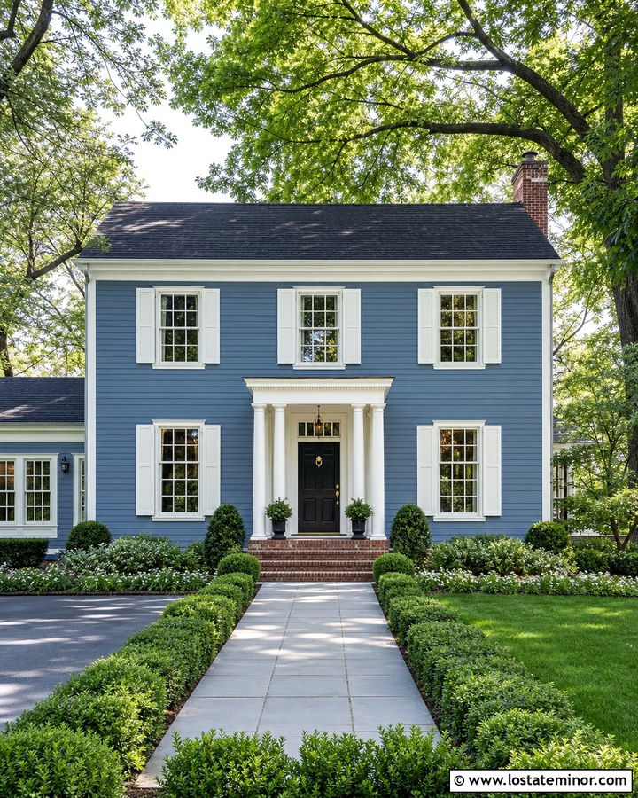 Denim Blue House With White Shutters - 30 Denim Blue House Design With Accents Ideas