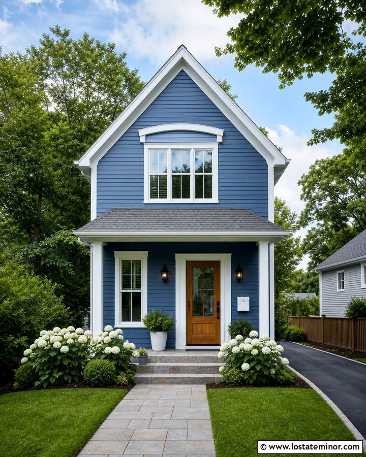 Denim Blue House With White Wall Mailbox - 30 Denim Blue House Design With Mailbox Ideas