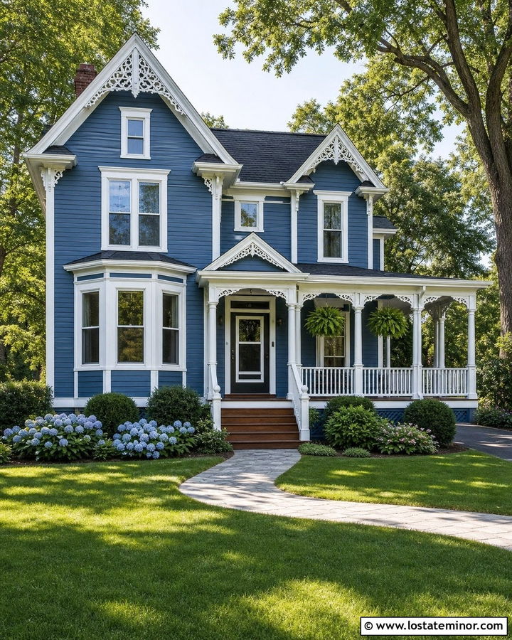 Denim Blue House With Wraparound Porch And Storm Door - 30 Denim Blue House Design With Storm Door Ideas