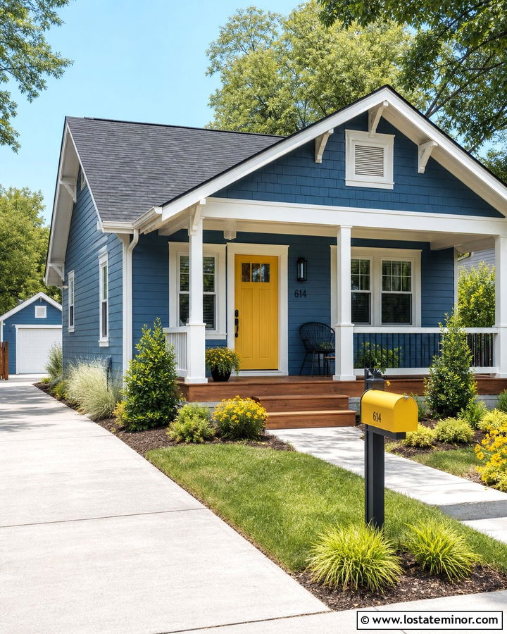 Denim Blue House With Yellow Mailbox - 30 Denim Blue House Design With Mailbox Ideas