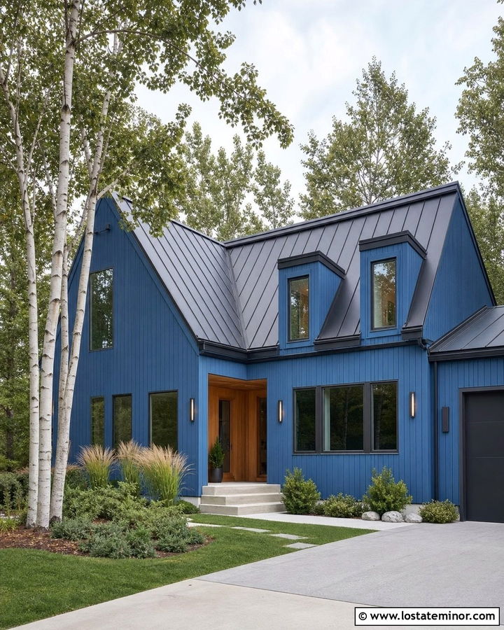 Denim Blue Scandinavian House With Simple Dormers - 30 Denim Blue House Design With Dormers Ideas