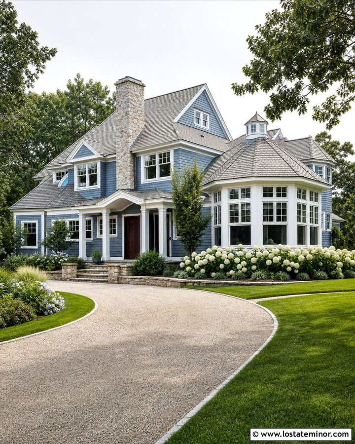 Denim Blue Shingle House With Octagonal Sunroom - 30 Denim Blue House Design With Sunroom Ideas