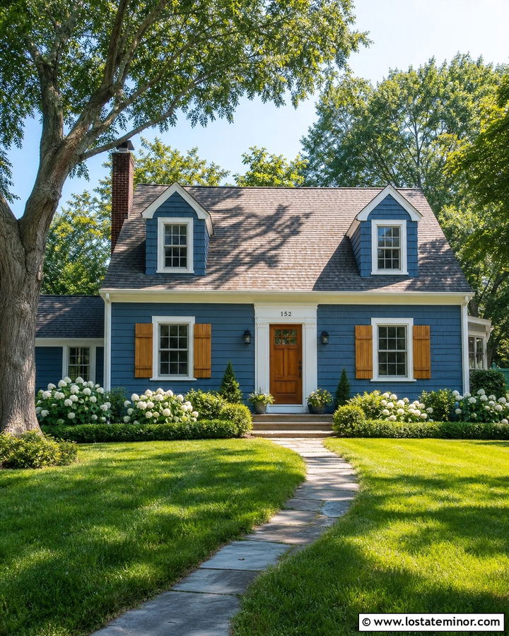 Denim Blue Siding On A Cape Cod House - 30 Denim Blue House Design With Siding Ideas