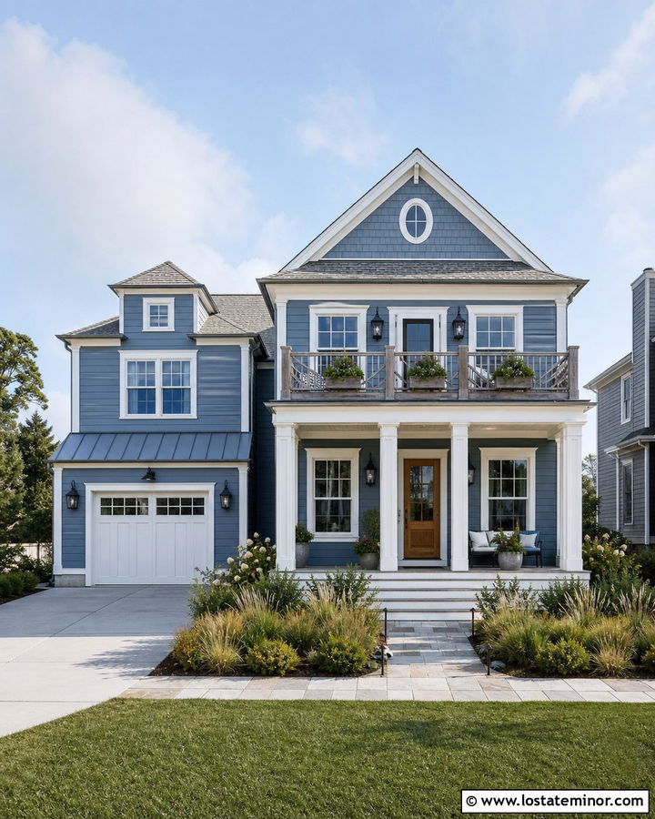 Denim Blue Siding On A Coastal House - 30 Denim Blue House Design With Siding Ideas
