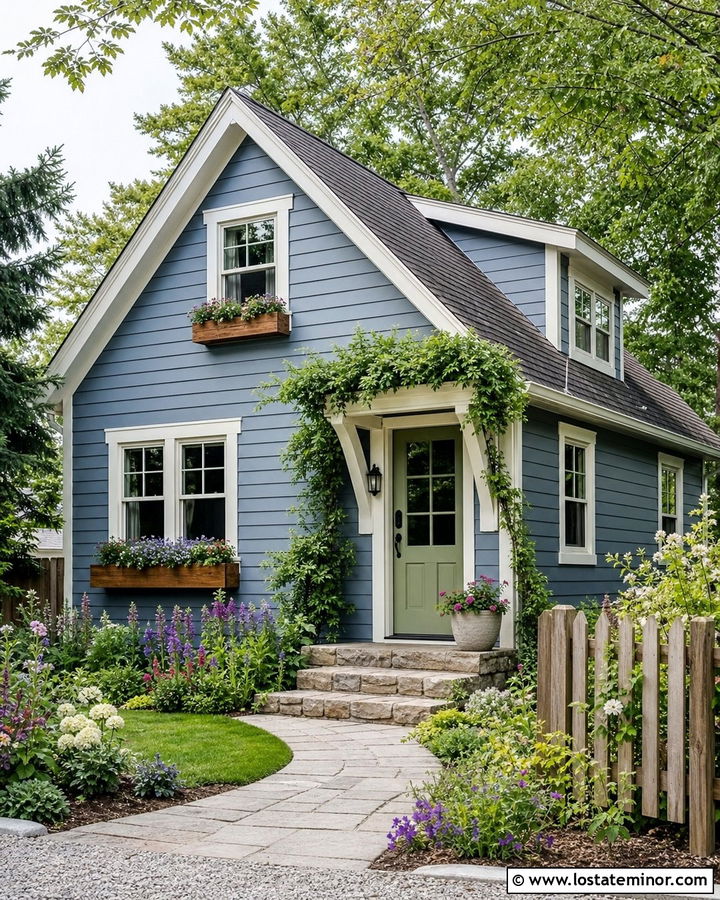Denim Blue Siding On A Cottage House - 30 Denim Blue House Design With Siding Ideas
