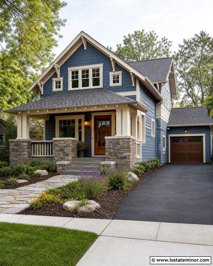Denim Blue Siding On A Craftsman House - 30 Denim Blue House Design With Siding Ideas