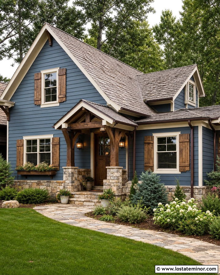 Denim Blue Siding With Brown Roof - 30 Denim Blue House Design With Siding Ideas