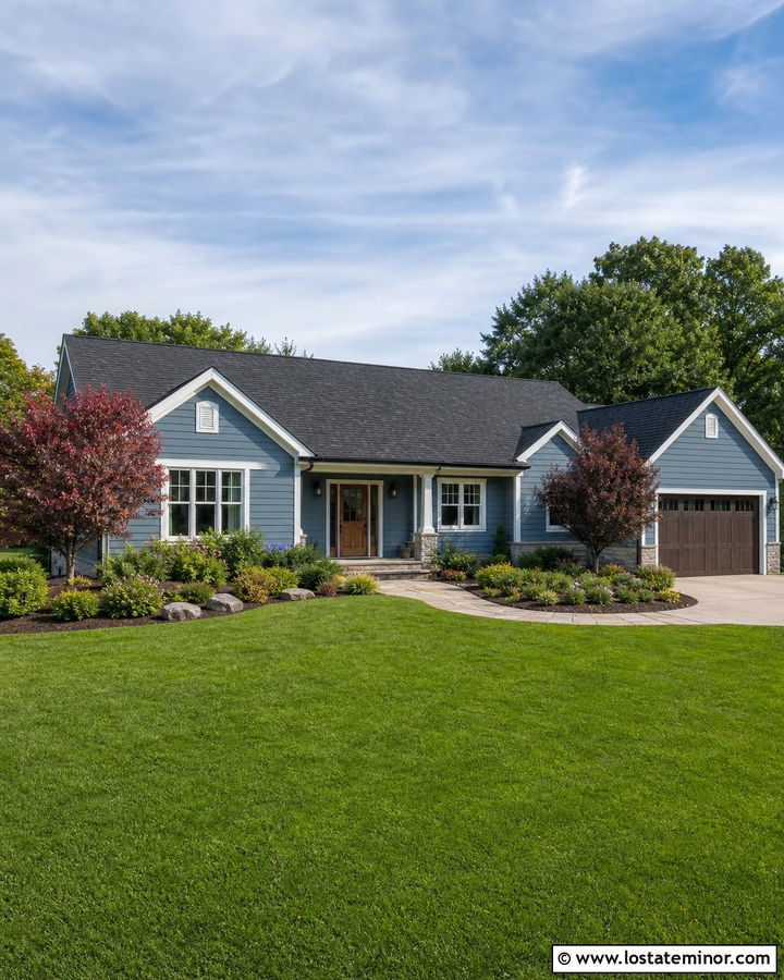Denim Blue Siding With Charcoal Roof - 30 Denim Blue House Design With Siding Ideas