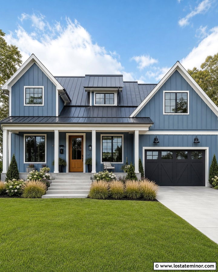 Denim Blue Siding With Metal Roof - 30 Denim Blue House Design With Siding Ideas
