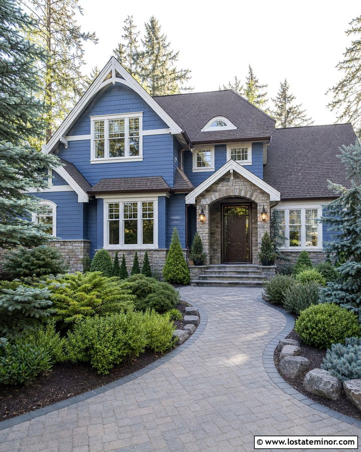Denim Blue Stone House With Bronze Screen Door - 30 Denim Blue House Design With Screen Door Ideas