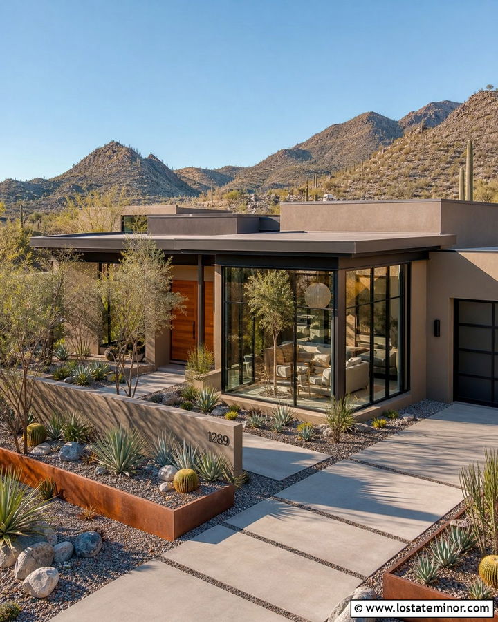Desert Tan Modern House With Courtyard Sunroom - 30 Tan House Design With Sunroom Ideas