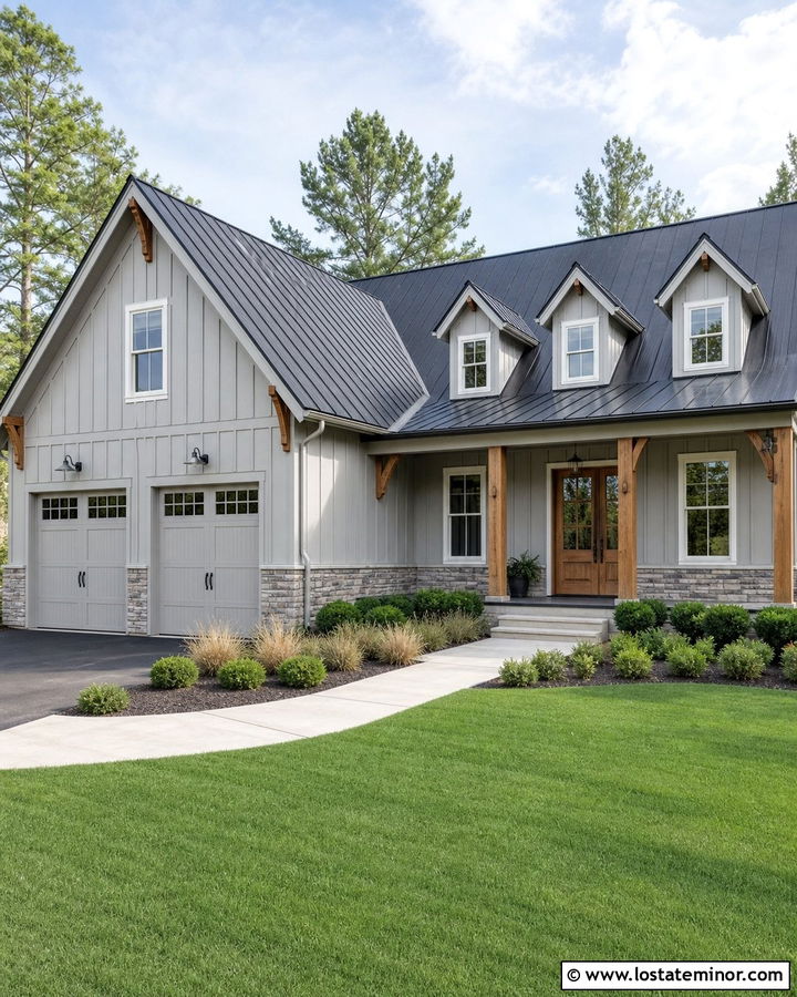 Dove Grey Board And Batten House With Dormers - 30 Dove Grey House Design With Dormers Ideas