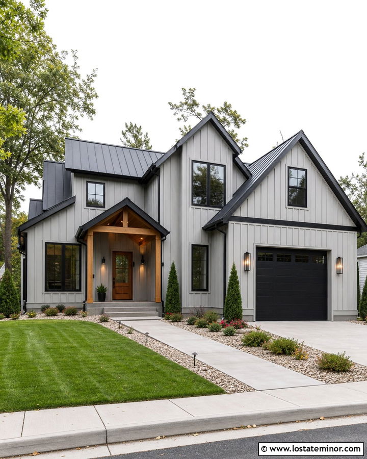 Dove Grey Board And Batten With Black Trim - 30 Dove Grey House Design With Board and Batten Ideas