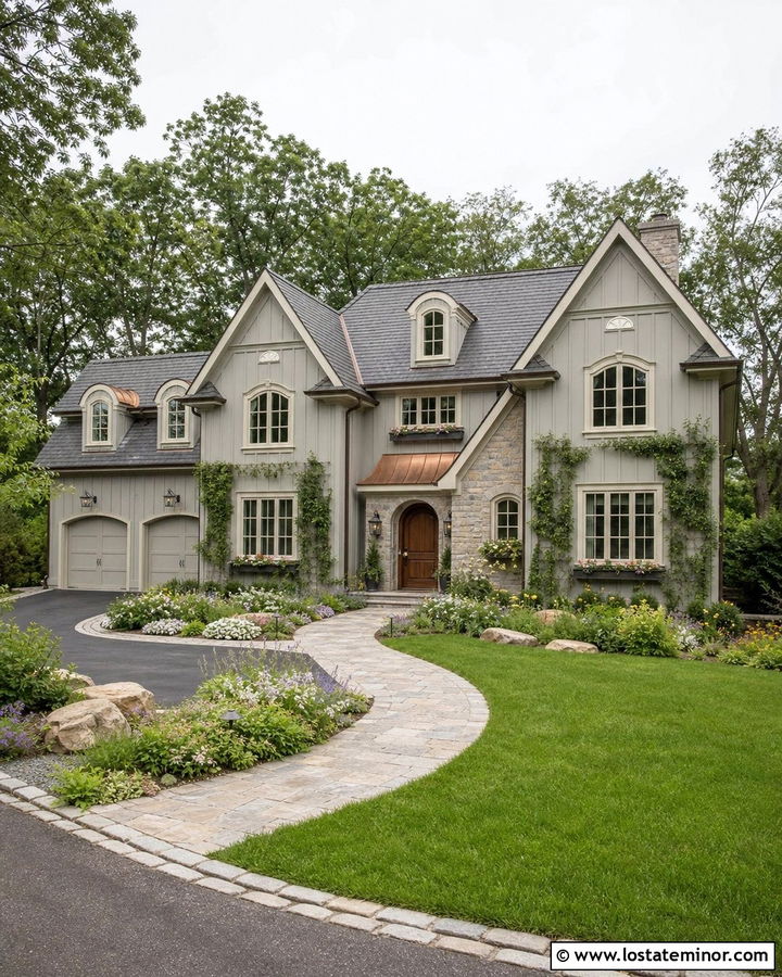 Dove Grey Board And Batten With Copper Accents - 30 Dove Grey House Design With Board and Batten Ideas
