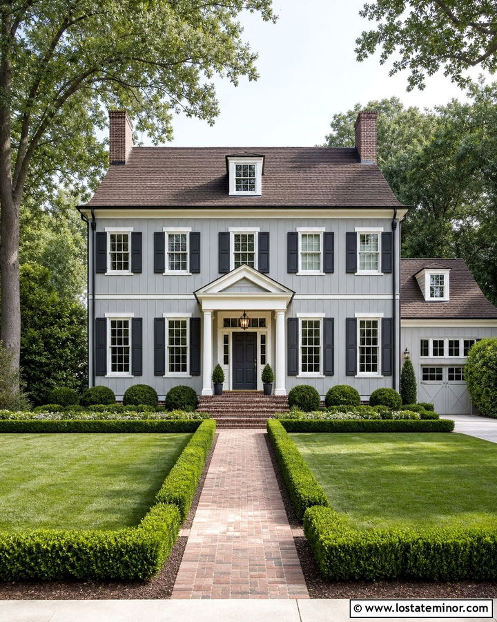 Dove Grey Board And Batten With Dark Gray Shutters - 30 Dove Grey House Design With Board and Batten Ideas