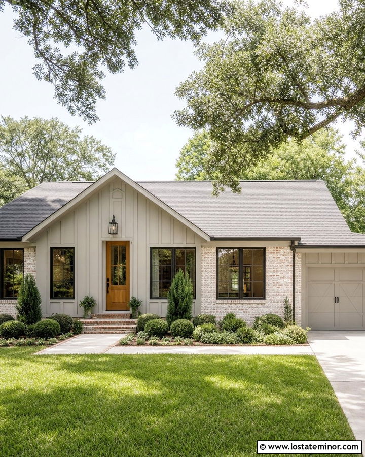 Dove Grey Board And Batten With Limewashed Brick - 30 Dove Grey House Design With Board and Batten Ideas